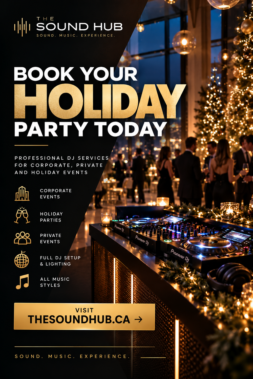 The Sound Hub — Book your holiday party today. Professional DJ services for corporate, private and holiday events.